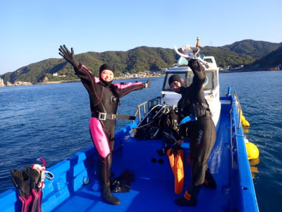 和歌山の海でボートダイビング
