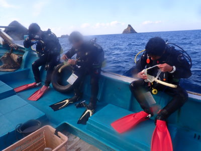 和歌山白崎の海でボートダイビング