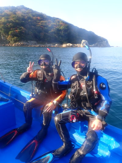 和歌山の海でボートダイビング