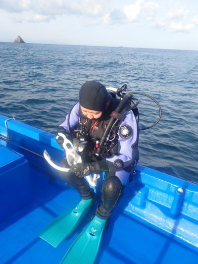 白崎の海でボートダイビング