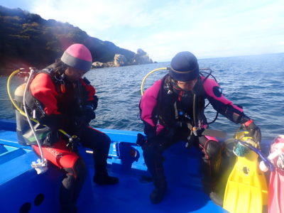 白崎の海で親子ダイビング