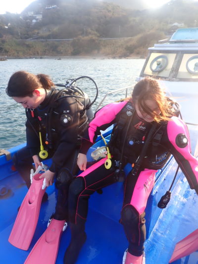 和歌山の海でボートダイビング