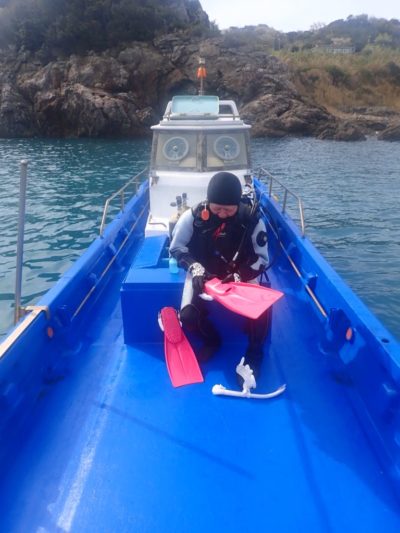 白崎の海でボートダイビング